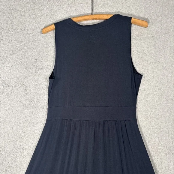 LL Bean Dress Womens Size S REG Black Sleeveless V Neck Midi Dress Rayon Spandex - Picture 8 of 16